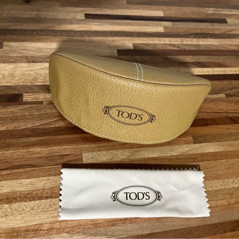 Tod's Tan Leather Sunglasses Case with dust cloth